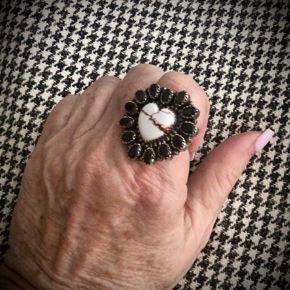 Sterling Silver Wild Horse & Garnet Heart Statement Ring!